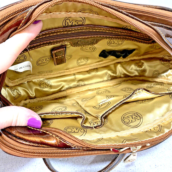 Y2K MC Marc Chantal Purse 2-Tone Moc Croc Textured Patent Crossbody Shoulder Bag - Picture 11 of 12